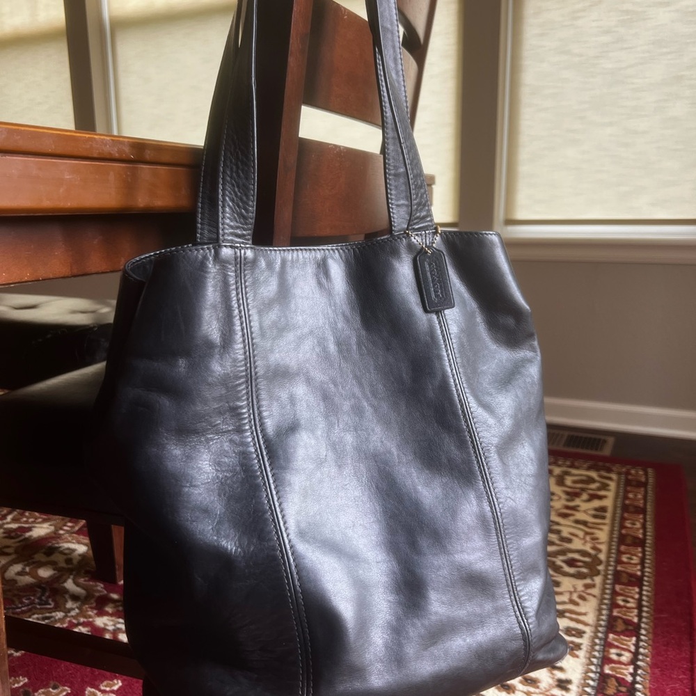 Coach Vintage Large Black Leather Tote Bag